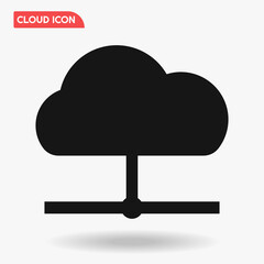 Cloud drive or cloud storage black icon vector for UI, system interface, database and network.