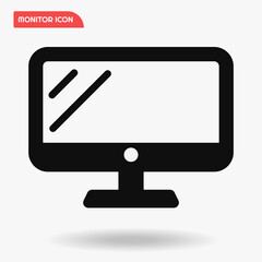Black monitor icon vector template, electronic device linear icon, display and computer screen.