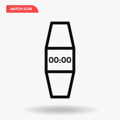 Electronic watch black flat linear icon vector template.
