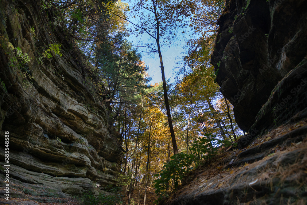 Wall mural autumn in starved rock state park, a wilderness area on the illinois river in the u.s. state of illi