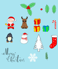 Cute Christmas set, vector images