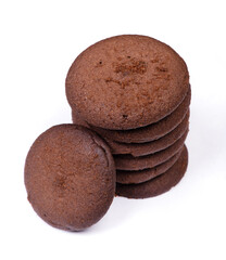 Stack of dark chocolate cookies isolated