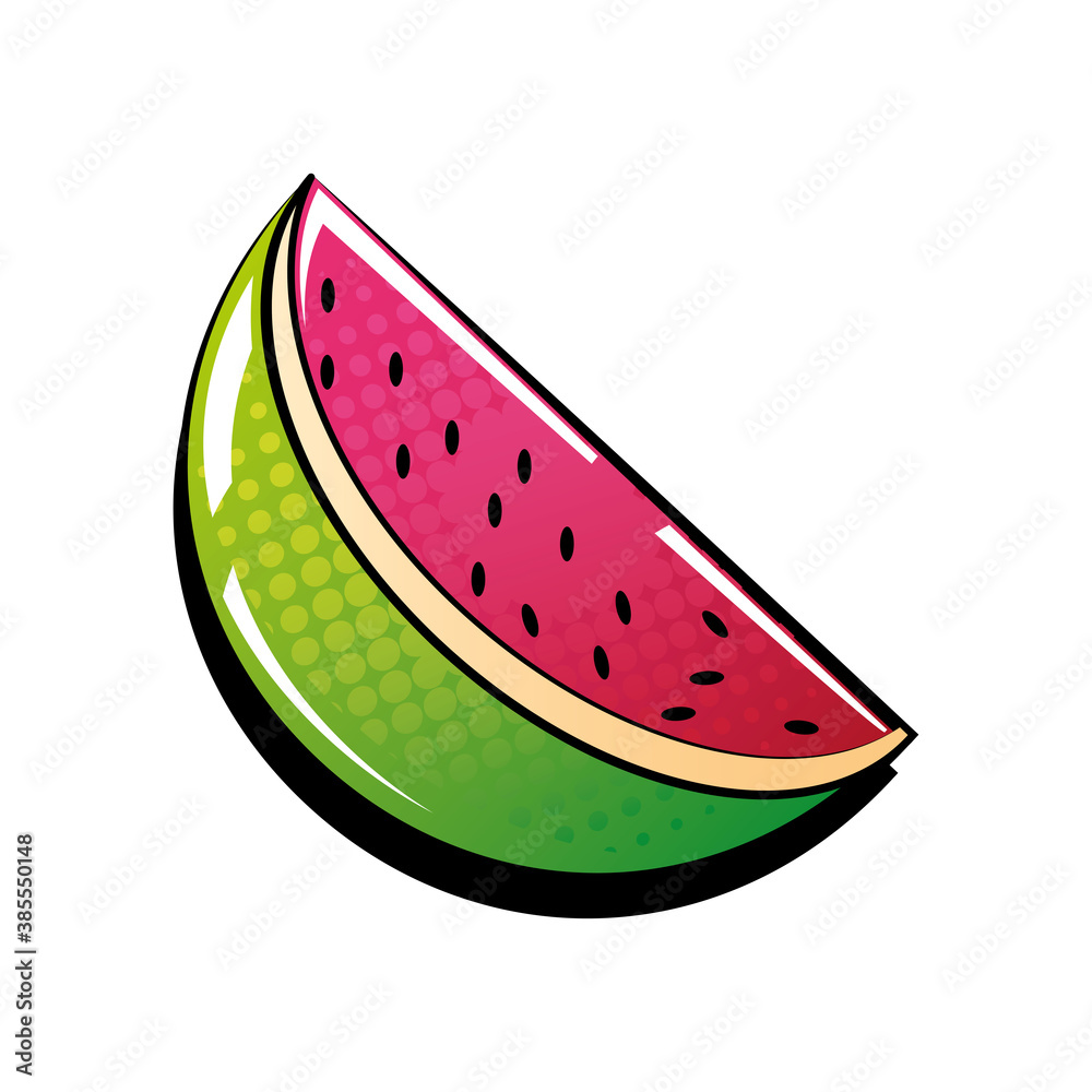 Wall mural pop art style watermelon fruit on white background