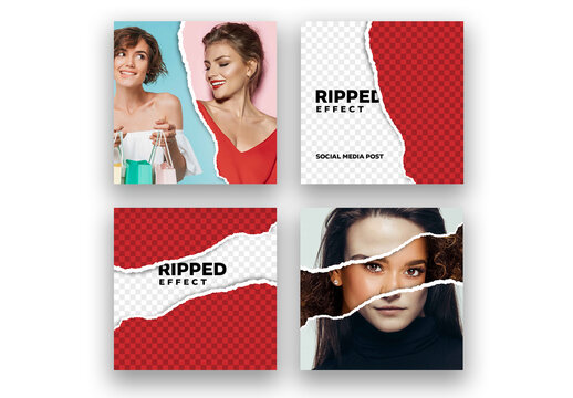 Ripped Paper Effect for Social Media Post Layout