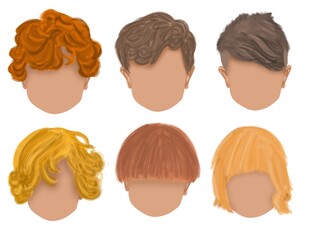 children's hairstyles for boys on a white background