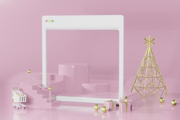 3d rendering christmas empty template podium mockup for product placement