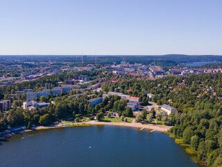 Fototapeta premium Aerial drone views from City of Lahti in southern Finland. 2020.