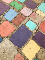 Photo of colorful cobblestone pavage