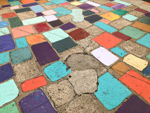 Photo of colorful cobblestone pavage
