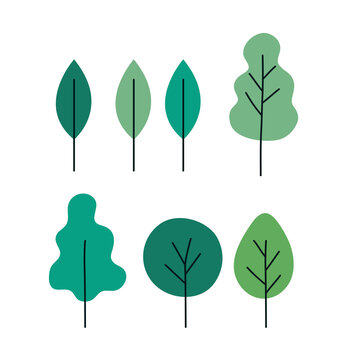 Trees green set design, Nature plant season environment natural and ecology theme Vector illustration