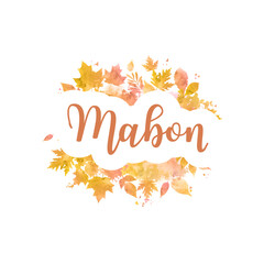 Mabon watercolor autumn greeting card. vector illustration