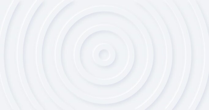 Abstract white circles with soft shadow. 3d clean embossed background. Pure basic animated cover for business presentation. Universal elegant minimal BG pattern. Halftone modern digital minimal color