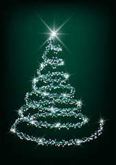New Year flyer. Abstract christmas tree. A4 vector illustration for invitation, poster, banner, greeting card, cover.