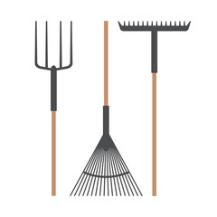 Gardening rake set design, garden planting and nature theme Vector illustration