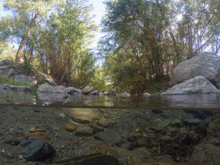 crystal clear water flowing down a river in southern Spain