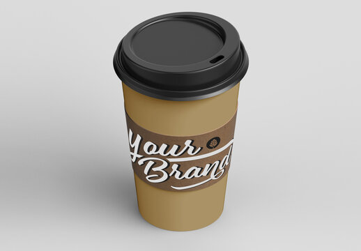 Close Up Take-Out Coffee with Brown Cap and Cup Holder
