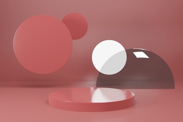 3d rendering empty template podium mockup for product placement