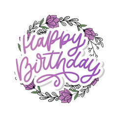 Happy Birthday lettering calligraphy brush vector typography text illustration