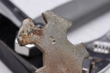 close-up of a wrench detail on background
