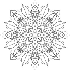 Easy Mandala coloring book simple and basic for beginners, seniors and children. Set of Mehndi flower pattern for Henna drawing and tattoo. Decoration in ethnic oriental, Indian style.