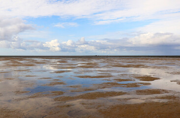 The Wadden Sea National Park near the Peninsula Nordstrand in Germany, Europe
