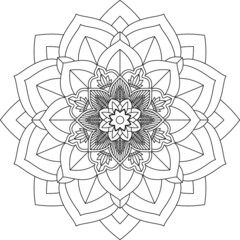 Easy Mandala coloring book simple and basic for beginners, seniors and children. Set of Mehndi flower pattern for Henna drawing and tattoo. Decoration in ethnic oriental, Indian style.