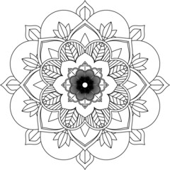 Easy Mandala coloring book simple and basic for beginners, seniors and children. Set of Mehndi flower pattern for Henna drawing and tattoo. Decoration in ethnic oriental, Indian style.