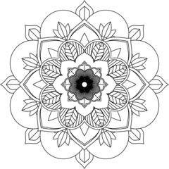 Easy Mandala coloring book simple and basic for beginners, seniors and children. Set of Mehndi flower pattern for Henna drawing and tattoo. Decoration in ethnic oriental, Indian style.