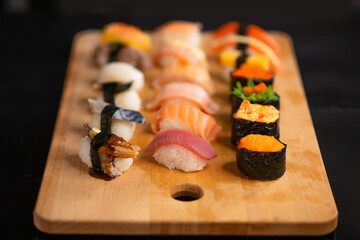 assorted of nigiri Japanese sushi set