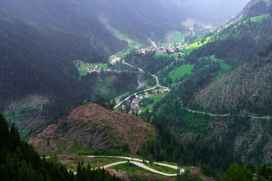 Mountain landscape along the road to Colle Santa Lucia, Dolomites