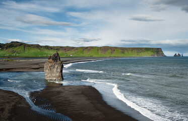 Iceland black beach and sea