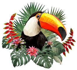 Polygonal Illustration Toucan bird.