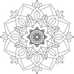 Easy Mandala coloring book simple and basic for beginners, seniors and children. Set of Mehndi flower pattern for Henna drawing and tattoo. Decoration in ethnic oriental, Indian style.