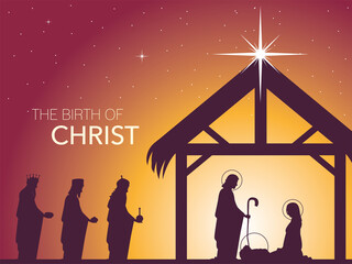 nativity, manger scene holy family three wise men and star