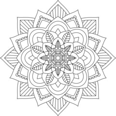 Easy Mandala coloring book simple and basic for beginners, seniors and children. Set of Mehndi flower pattern for Henna drawing and tattoo. Decoration in ethnic oriental, Indian style.