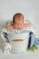 Little newborn baby boy 14 days, sleeps