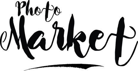 Photo MarketCursive Bold Text Calligraphy White Color Text On Black Background