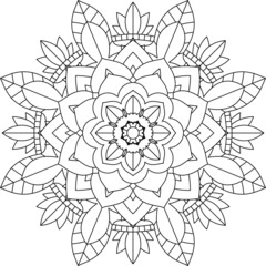 Easy Mandala coloring book simple and basic for beginners, seniors and children. Set of Mehndi flower pattern for Henna drawing and tattoo. Decoration in ethnic oriental, Indian style.