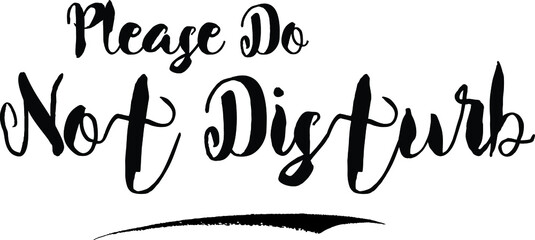 Please Do Not DisturbCursive Bold Text Calligraphy White Color Text On Black Background