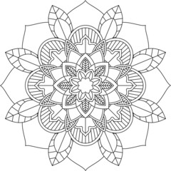 Easy Mandala coloring book simple and basic for beginners, seniors and children. Set of Mehndi flower pattern for Henna drawing and tattoo. Decoration in ethnic oriental, Indian style.