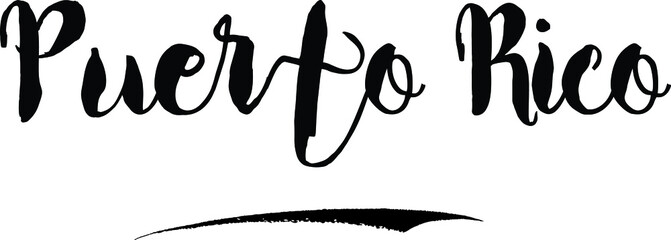  Puerto RicoCursive Bold Text Calligraphy White Color Text On Black Background
