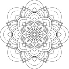 Easy Mandala coloring book simple and basic for beginners, seniors and children. Set of Mehndi flower pattern for Henna drawing and tattoo. Decoration in ethnic oriental, Indian style.