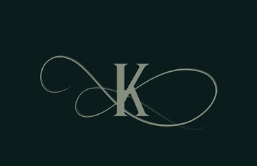 monogram elegant vintage K alphabet letter logo icon in green color. creative design for business and company