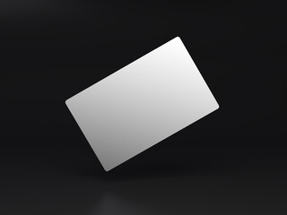 Silver metal business card black background. 3D Render