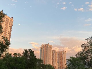 sunset over the city