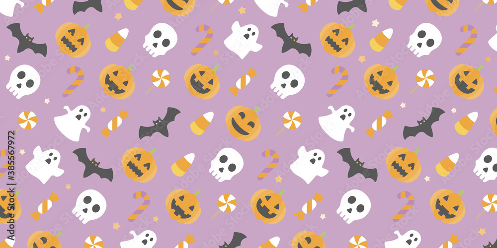 Wall mural Halloween pattern wallpaper (Purple)