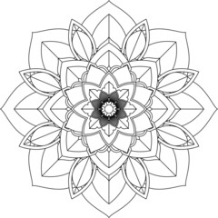 Easy Mandala coloring book simple and basic for beginners, seniors and children. Set of Mehndi flower pattern for Henna drawing and tattoo. Decoration in ethnic oriental, Indian style.
