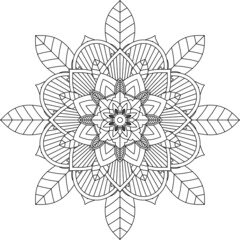 Easy Mandala coloring book simple and basic for beginners, seniors and children. Set of Mehndi flower pattern for Henna drawing and tattoo. Decoration in ethnic oriental, Indian style.