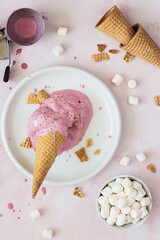 Blackberry Ice Cream with Marshmallows