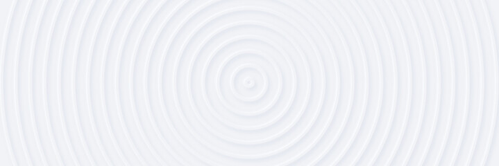 Fototapeta na wymiar 3d white rippled circles with soft shadow on light BG. Abstract light elegant seamless pattern. Neumorphism ui style. Minimal embossed paper wallpaper. Universal background for business presentation 